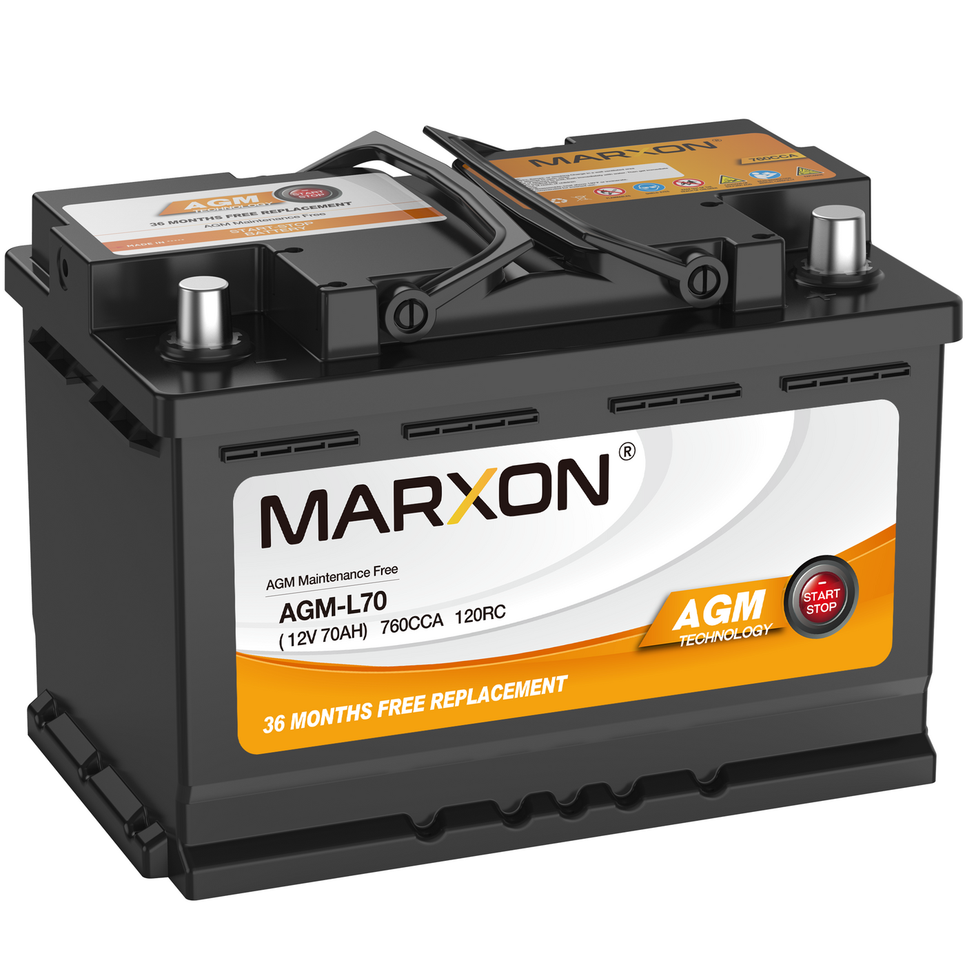 MARXON Group 48 H6 L3 Start and Stop Car Battery 12v 70AH  760CCA AGM BCI48 Maintenance Free Automotive Replacement Batteries :  Everything Else